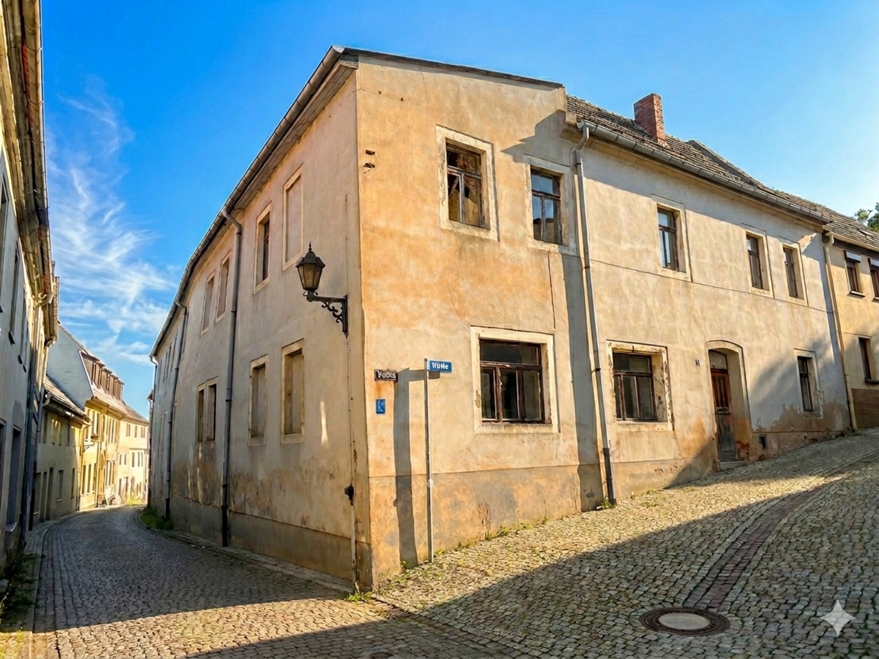 Leerstehender ehemaliger Kaufmannshof im historischen Altstadtkern nahe der Saale ++etwa 40 km von Halle (Saale) entfernt++